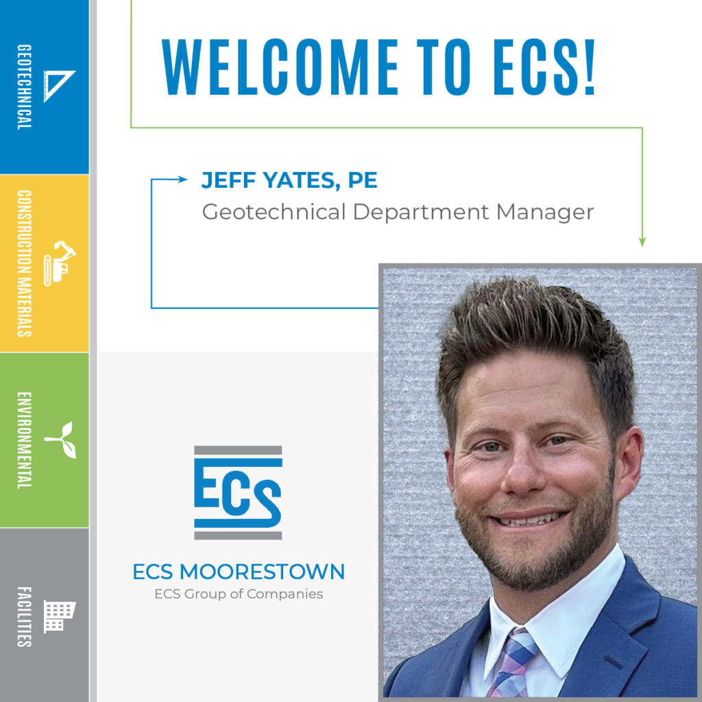 Graphic in ECS colors with ECS logo and headshot of Jeff Yates, Geotechnical Department Manager