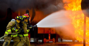 Fire Fighter with Fire Foam