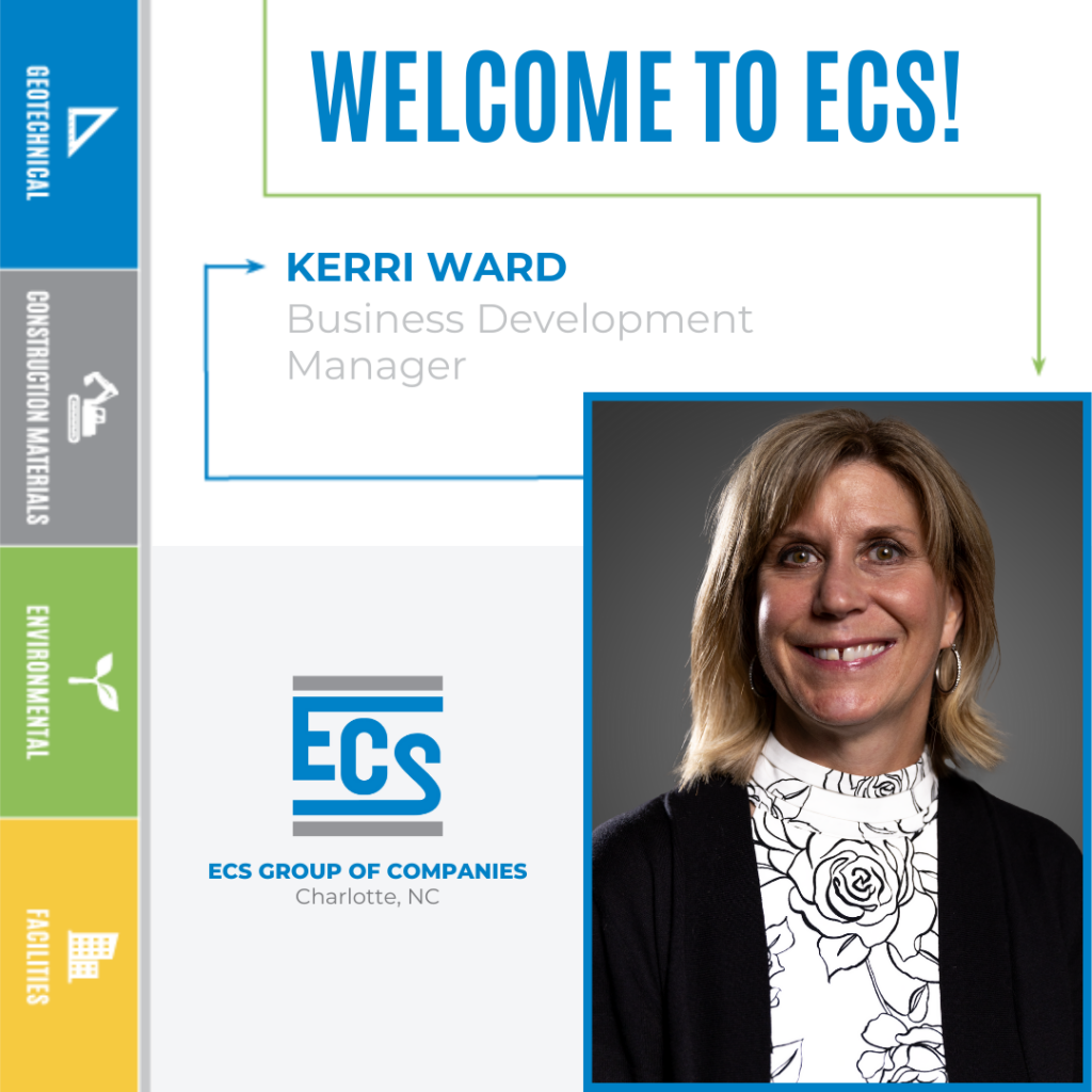 Square graphic with a headshot of Kerri Ward in the lower right corner and ECS logo with Kerri's new title.