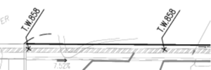 Screenshot: white background with black drawing of a retaining wall design by others.