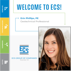 Square graphic with a headshot of Erin Phillips in the lower right corner and ECS logo with Erin's title.