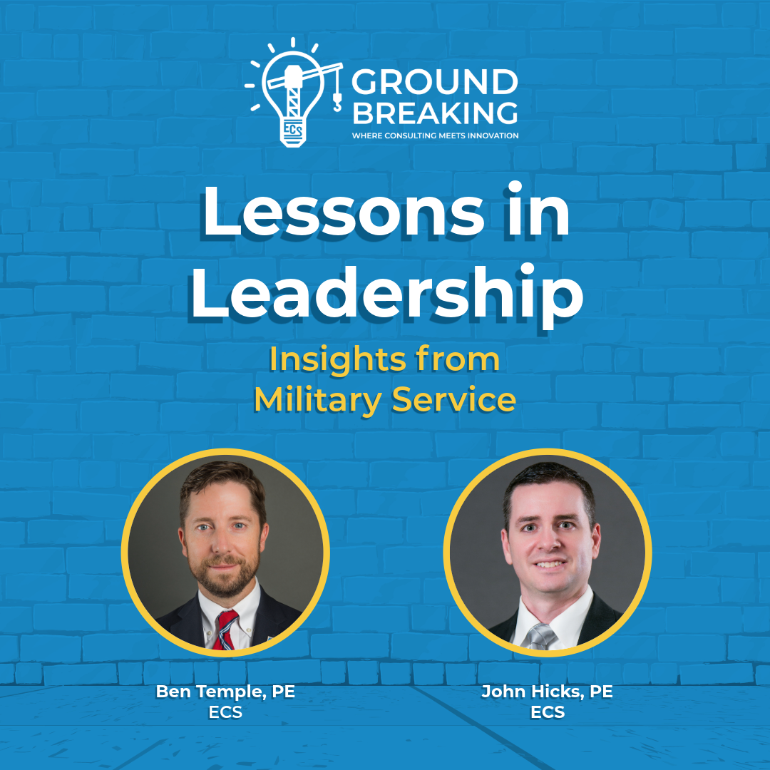 Podcast Episodes Thumbnail for the Lessons in Leadership episode with Ben Temple and John Hicks headshots in a circle graphic the bottom.