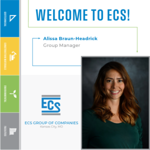 Square graphic with a headshot of Alissa Braun-Headrick in the lower right corner and ECS logo with Alissa's title.