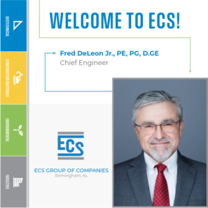 Fred DeLeon Jr.'s headshot against a white background with the ECS logo.