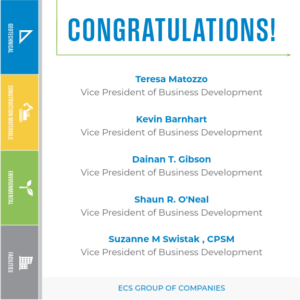 White box with "Congratulations" and names listed of new VPs