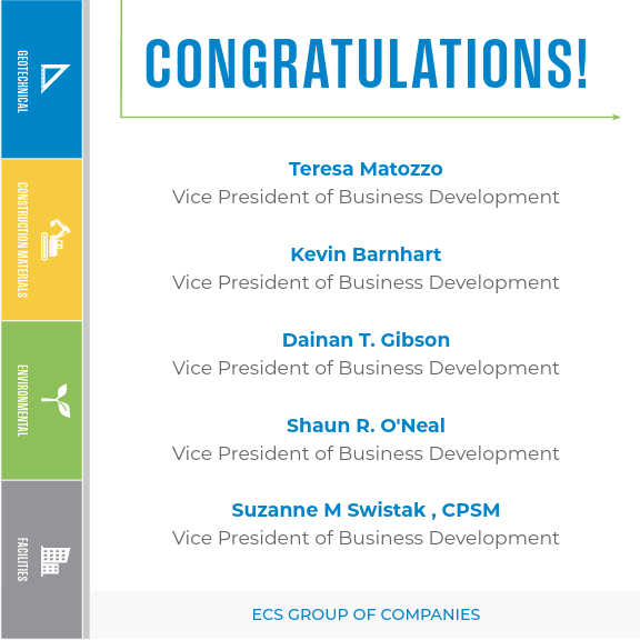 White box with "Congratulations" and names listed of new VPs