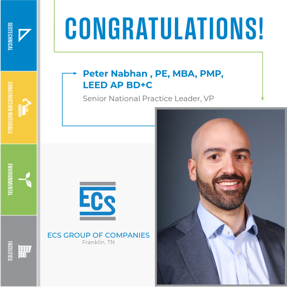 Peter Nabhan Promotion Announcement 2 Peter Nabhan Congratulations Graphic for Peter Nabhan Promotion. with ECS Logo in the bottom center and Peter Nabhan's Headshot in the bottom right.