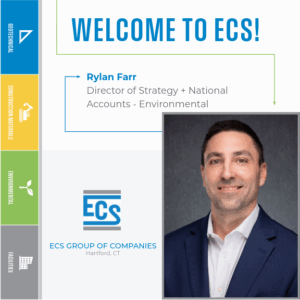 Welcome Graphic for Rylan Farr. with ECS Logo in the bottom center and Rylan Farr's Headshot in the bottom right.