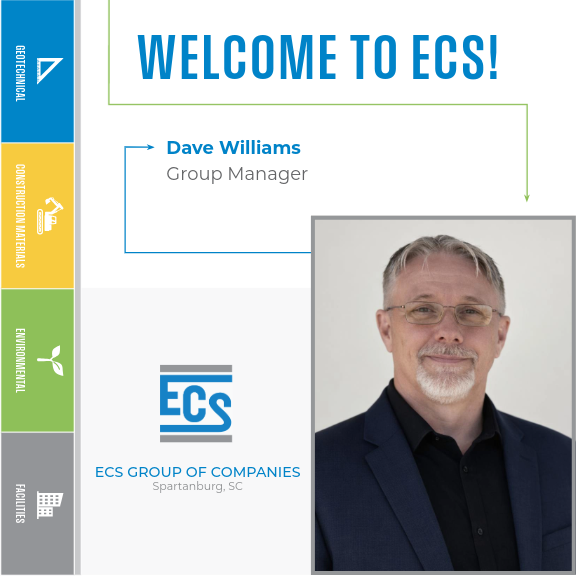 Welcome Graphic for Dave Williams. with ECS Logo in the bottom center and Dave Williams's Headshot in the bottom right.