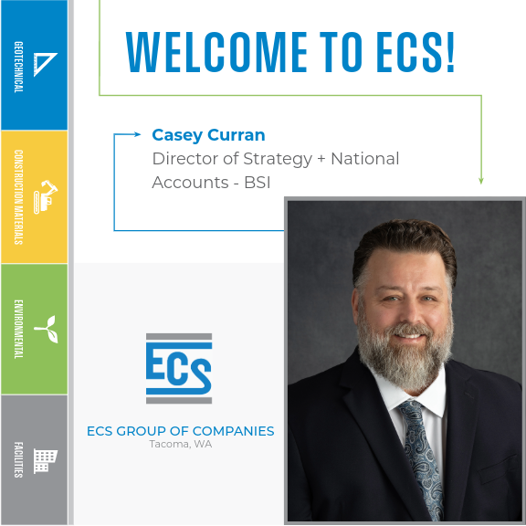 Welcome Graphic for Casey Curran. with ECS Logo in the bottom center and Casey Curran's Headshot in the bottom right.