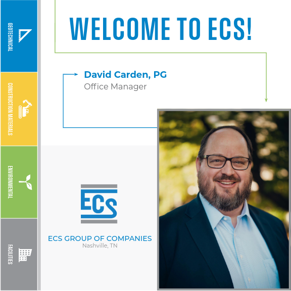 Welcome Graphic for David Carden. with ECS Logo in the bottom center and David Carden's Headshot in the bottom right.
