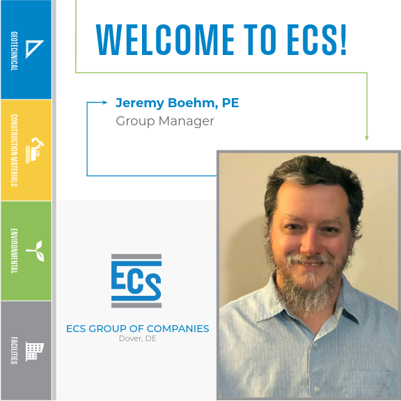 Welcome Graphic for Jeremy Boehm. with ECS Logo in the bottom center and Jeremy Boehm's Headshot in the bottom right.