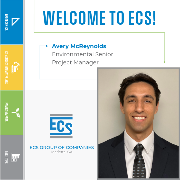Welcome Graphic for Avery McReynolds. with ECS Logo in the bottom center and Avery McReyolds' Headshot in the bottom right.