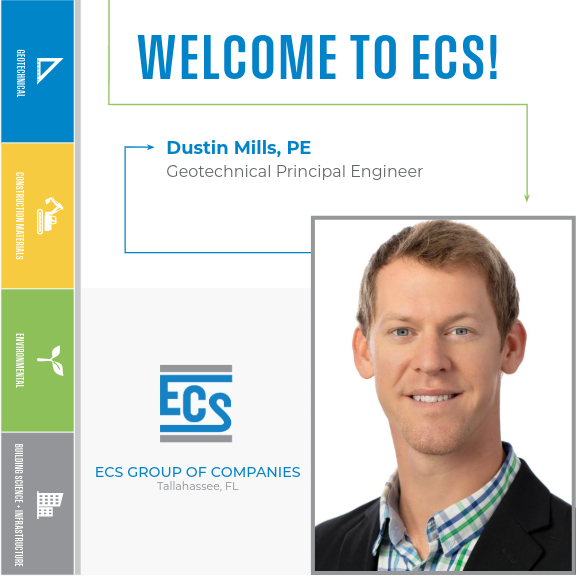 Welcome Graphic for Dustin Mills. with ECS Logo in the bottom center and Dustin Mill's Headshot in the bottom right.